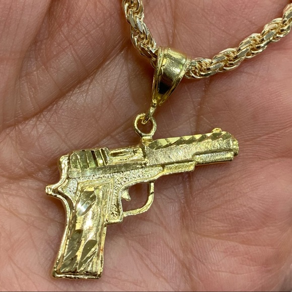 New Gold plated Gun Pendant
